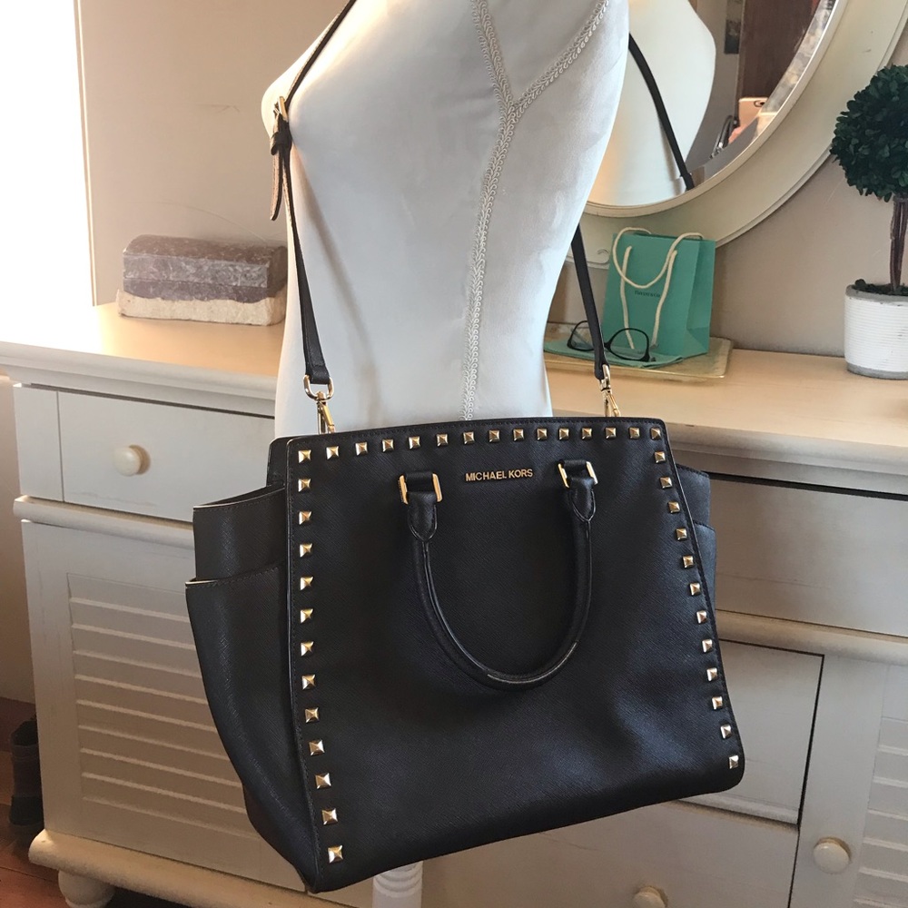 Michael Kors brown & gold briefcase